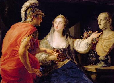 Cleopatra mostrando a Octavio el busto de Julio César de Pompeo Girolamo Batoni